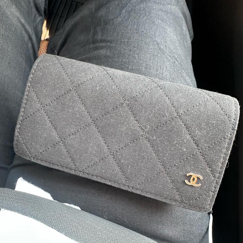 Chanel Gray Quilted Wallet